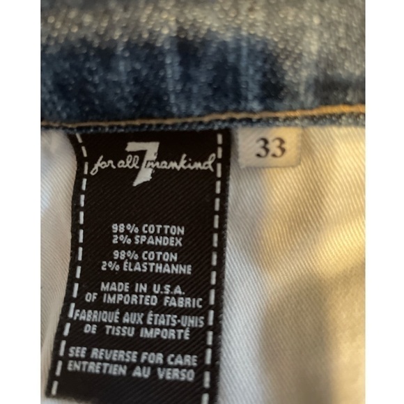 7 For All Mankind Denim Jeans 33x28 Men’s Straight Button Pants Casual Dark Jean - Picture 7 of 10